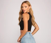Luxe Vibes Rhinestone Lace-Up Top