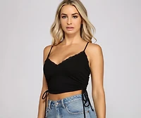 So Chic Lace-Up Ribbed Crop Top