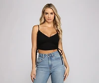 So Chic Lace-Up Ribbed Crop Top
