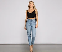 So Chic Lace-Up Ribbed Crop Top