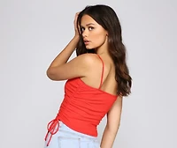 So Chic Lace-Up Ribbed Crop Top