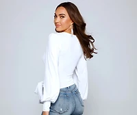 Slinky Knit Wrap Front Top