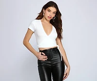 Lace Beauty Surplice Crop Top