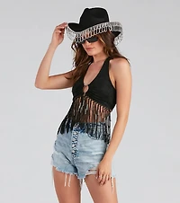 O-Ring Faux Suede Halter Top