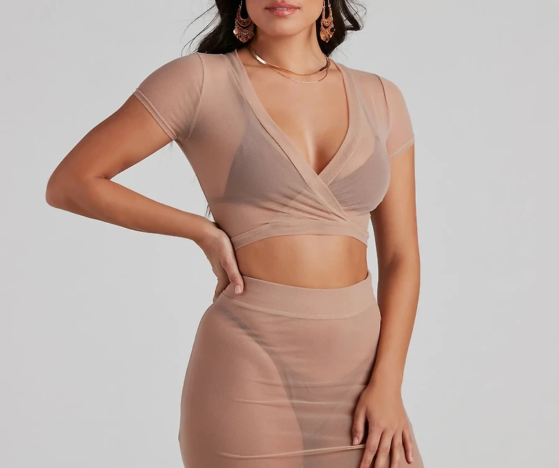 Wrap Me Glam Mesh Top