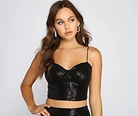Sassy Sequins Cropped Bustier