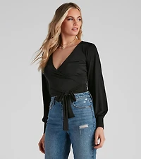 Slinky Knit Wrap Front Top