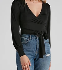 Slinky Knit Wrap Front Top