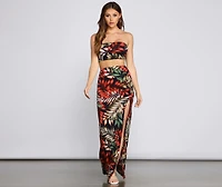 Tropical Palm Leaf Tube Top