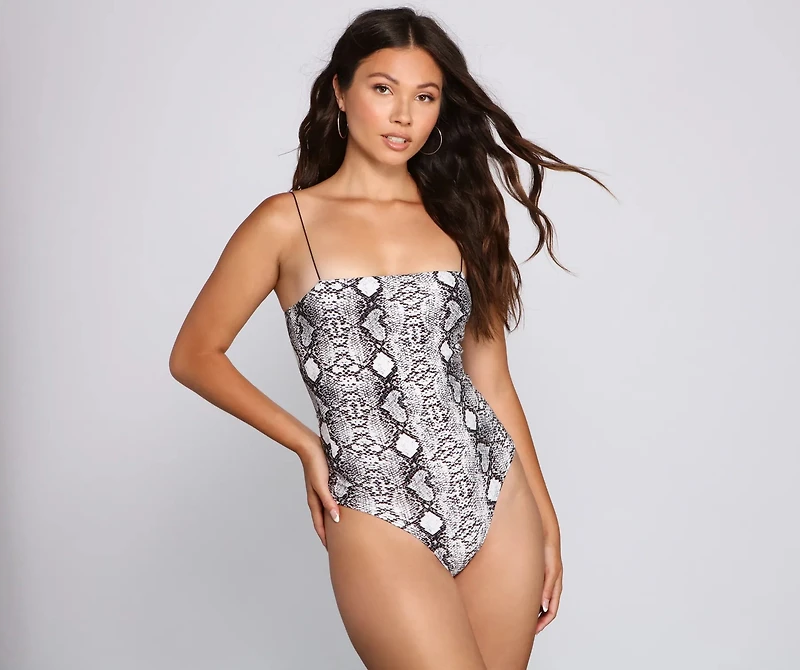 Casually Fierce Snake Print Bodysuit
