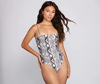Casually Fierce Snake Print Bodysuit
