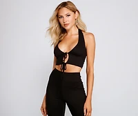 Trendsetting Babe Tie Front Halter Top
