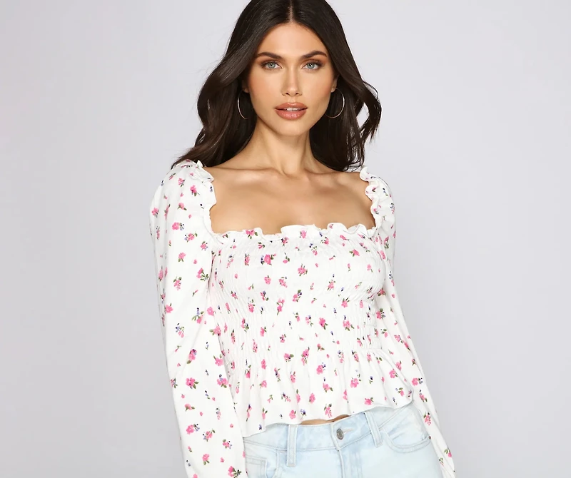 So Sweet Ditsy Floral Smock Top