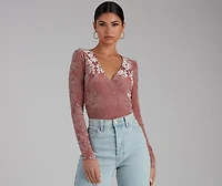 Lookin' Luxe Flocked Velvet Bodysuit