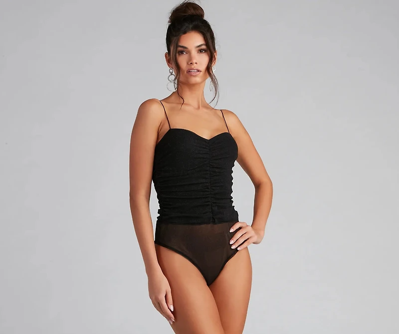 Shine Bright Glitter Mesh Bodysuit