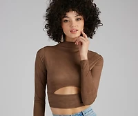 Stylish Folk Faux Suede Cutout Top