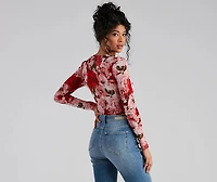 Must Be Love Mesh Floral Bodysuit