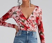 Must Be Love Mesh Floral Bodysuit