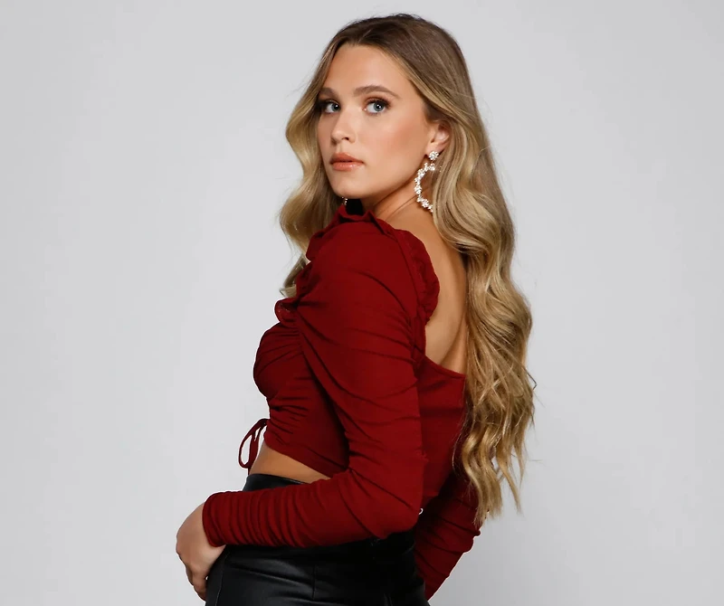 Lookin' Trendy Ruched Crop Top