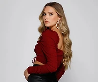 Lookin' Trendy Ruched Crop Top