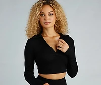 Preppy Vibe Collared Crop Top