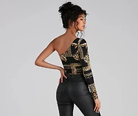 Latest Obsession Tie Waist Printed Top