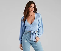 Slinky Knit Wrap Front Top