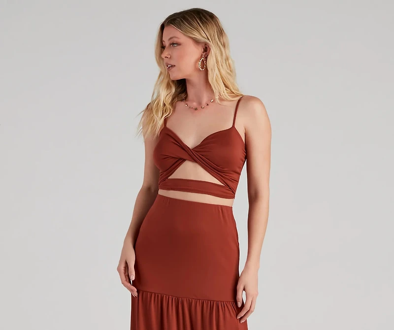 Let's Get Together Twist Crop Top