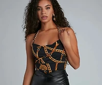 Bold Beauty Chain Halter Bodysuit