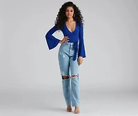 Wrapped Chic Bell Sleeve Top