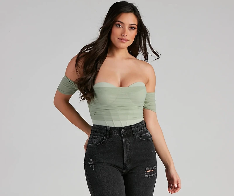 Another Date Mesh Bustier Bodysuit