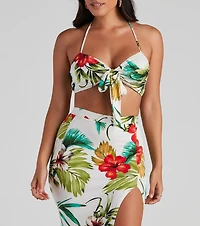 Tropical Glam Tie Front Top
