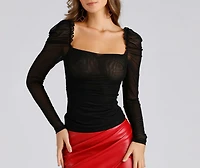 Chic Mesh Puff Sleeve Top
