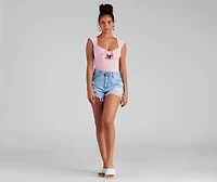 Sweet Vibes Tie-Front Bodysuit