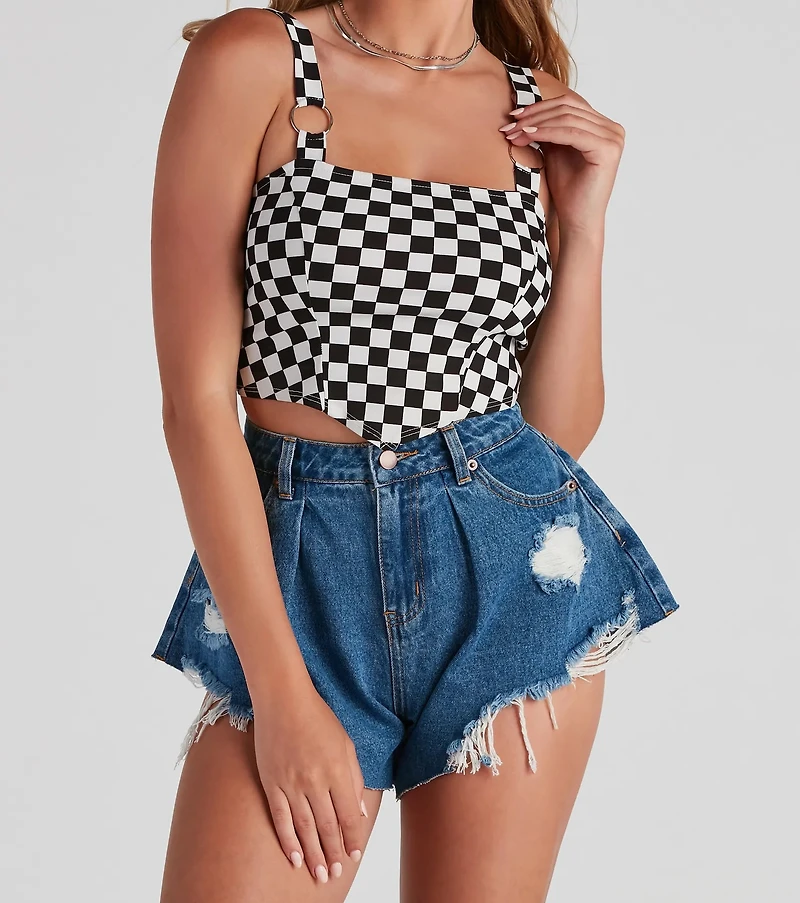 Finish The Race Checkered Tank Top