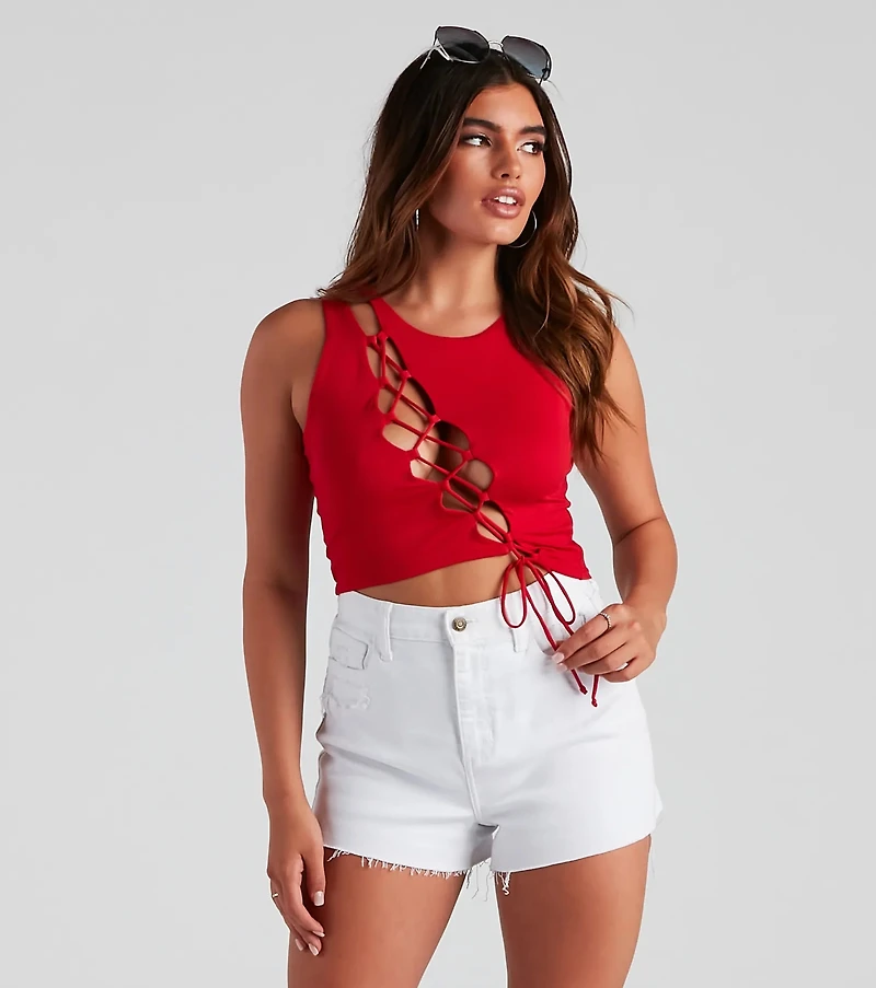 Basic Lace-Up Crop Top