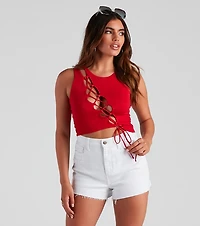 Basic Lace-Up Crop Top