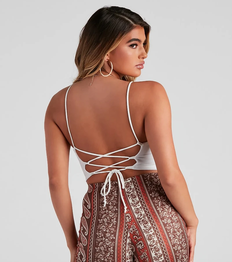 Walk Away Lace-Up Crop Top