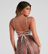 Walk Away Lace-Up Crop Top