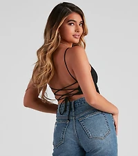Walk Away Lace-Up Crop Top
