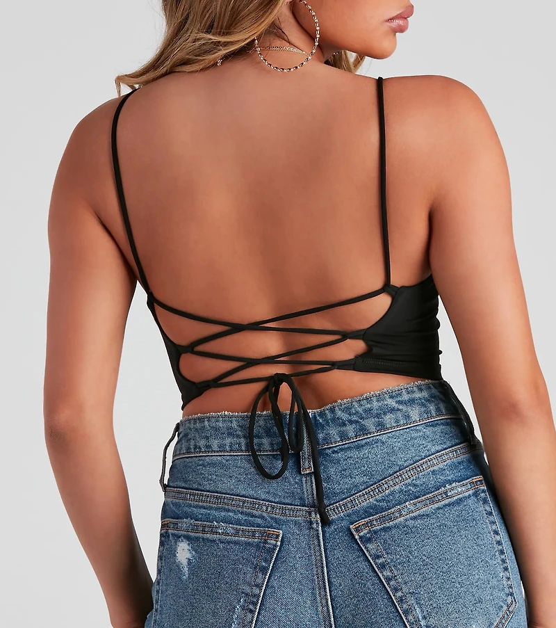 Walk Away Lace-Up Crop Top
