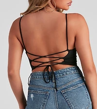 Walk Away Lace-Up Crop Top