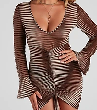 Coastal Chic Striped Mesh Tunic