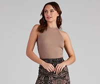 Skip A Beat Halter Ruched Crop Top