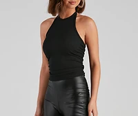 Skip A Beat Halter Ruched Crop Top