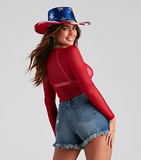 Mesh It Up Long Sleeve Crop Top