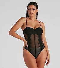 Dreamy-Chic Mesh Crochet Bustier Bodysuit