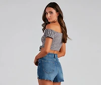 Ditsy Floral Off-Shoulder Crop Top