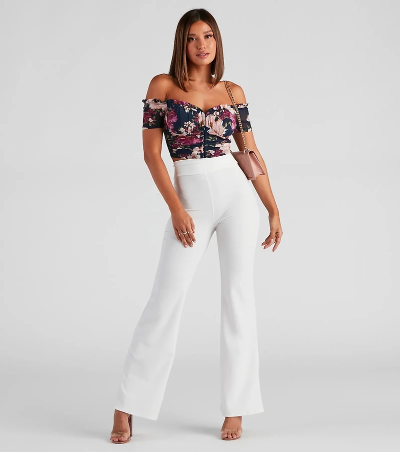 Floral Blooms Mesh Crop Bustier