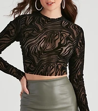 Night Out Style Sheer Mesh Crop Top